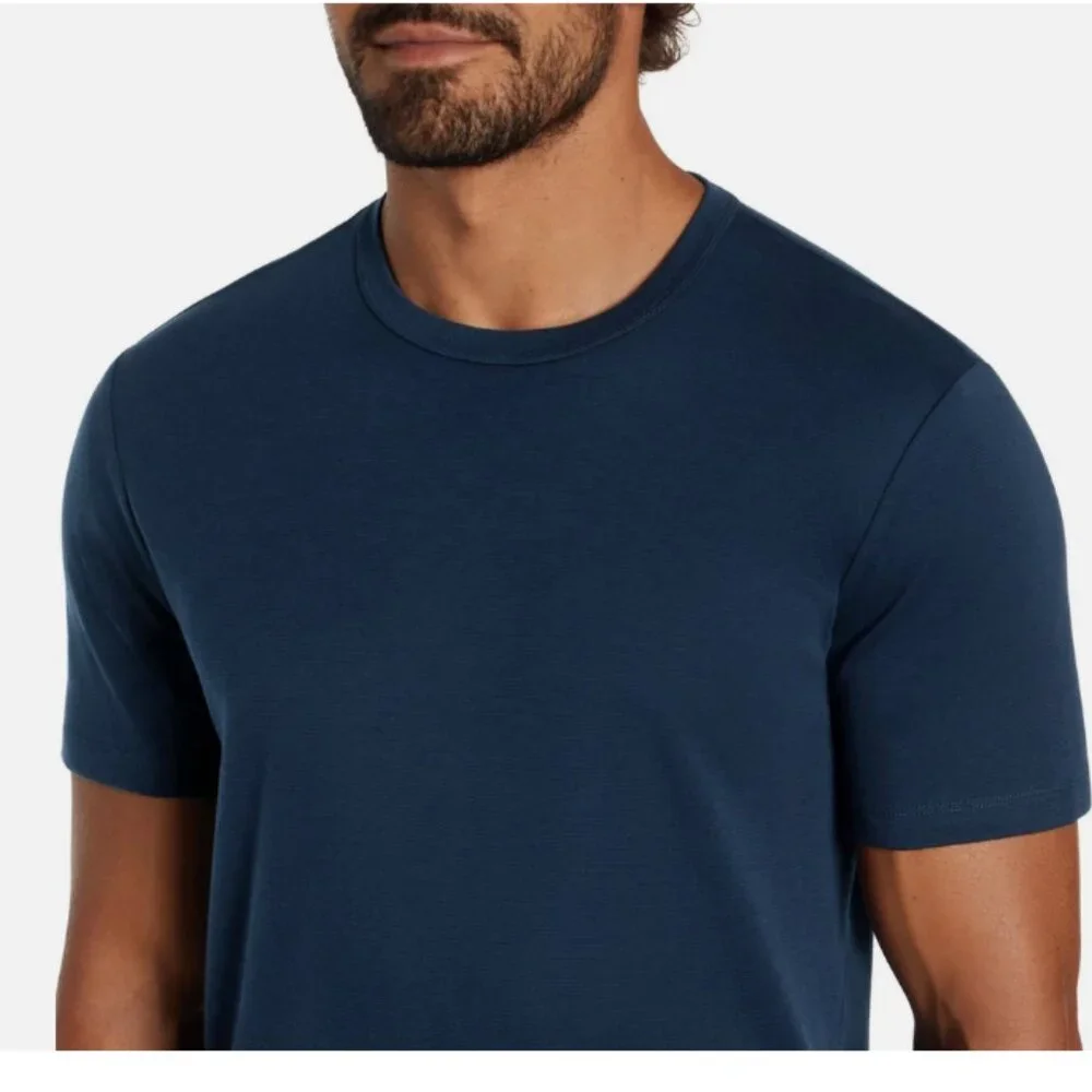 Banana Republic Mens Luxe Touch 100% Cotton Performance Tee, Navy, Size S